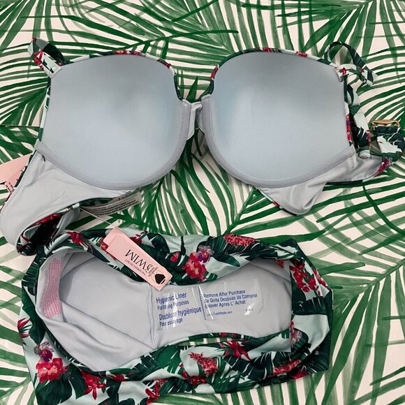 Victoria's Secret Tropical Floral Palm Leaf Bikini Set Size 40C/Large - Picture 5 of 5